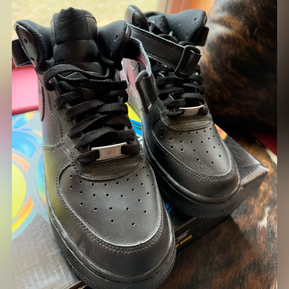 Black High-Top Sneakers with Perforated Design